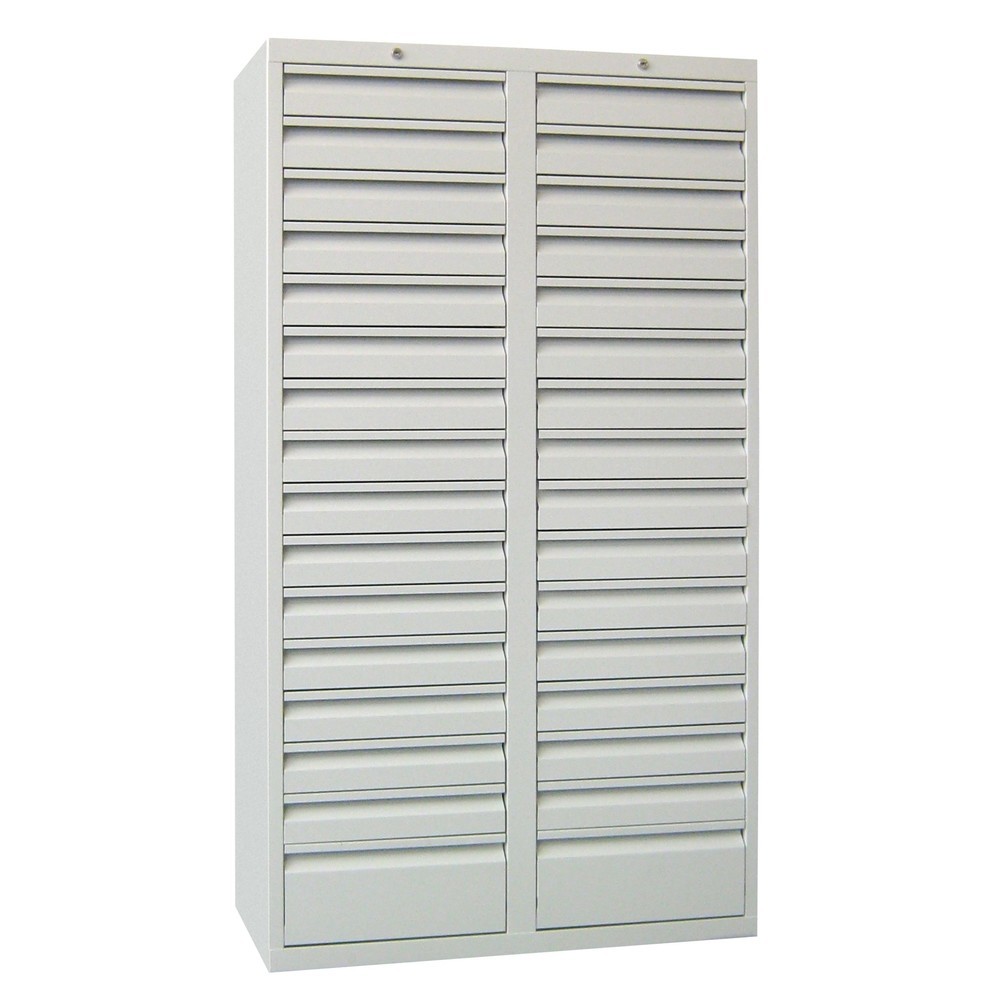 Numéro de l'image du produit 3: Armoire à tiroirs légère PAVOY, guidage à coulissement, tiroirs 30 x 100 mm + 2 x 200 mm, largeur 1 000 mm, gris clair, gris clair