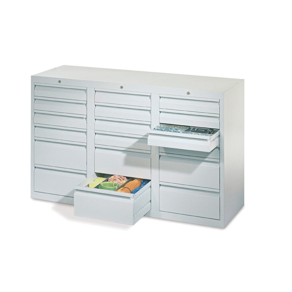 Armoire à tiroirs légère PAVOY, guidage à coulissement, tiroirs 18 x 100 mm + 3 x 200 mm, largeur 1 500 mm, blanc pur, blanc pur N° de l'image du produit 1 : Armoire à tiroirs légère PAVOY, guidage à coulissement, tiroirs 18 x 100 mm + 3 x 200 mm, largeur 1 500 mm, blanc pur, blanc pur