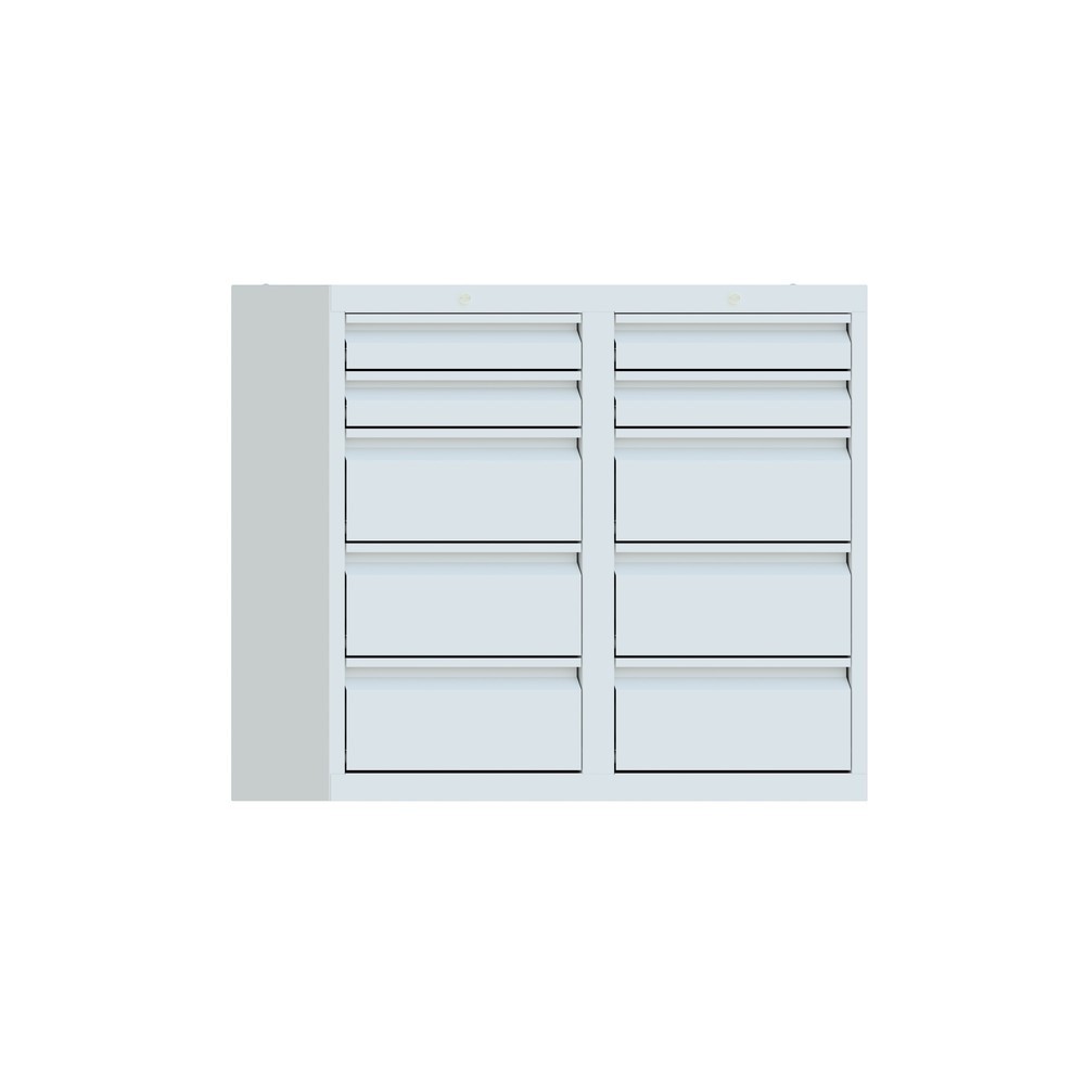 Illustration du produit: Armoire à tiroirs légère PAVOY, guidage à galets, tiroirs 4 x 100 mm + 6 x 200 mm, largeur 1 000 mm, gris clair, gris clair