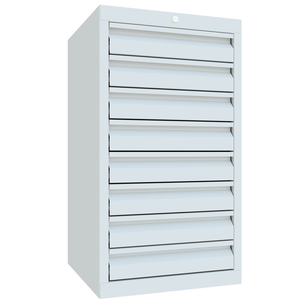 N° de l'image du produit 3 : Armoire à tiroirs légère PAVOY, guidage à galets, tiroirs 8 x 100 mm, largeur 500 mm, gris clair, gris clair