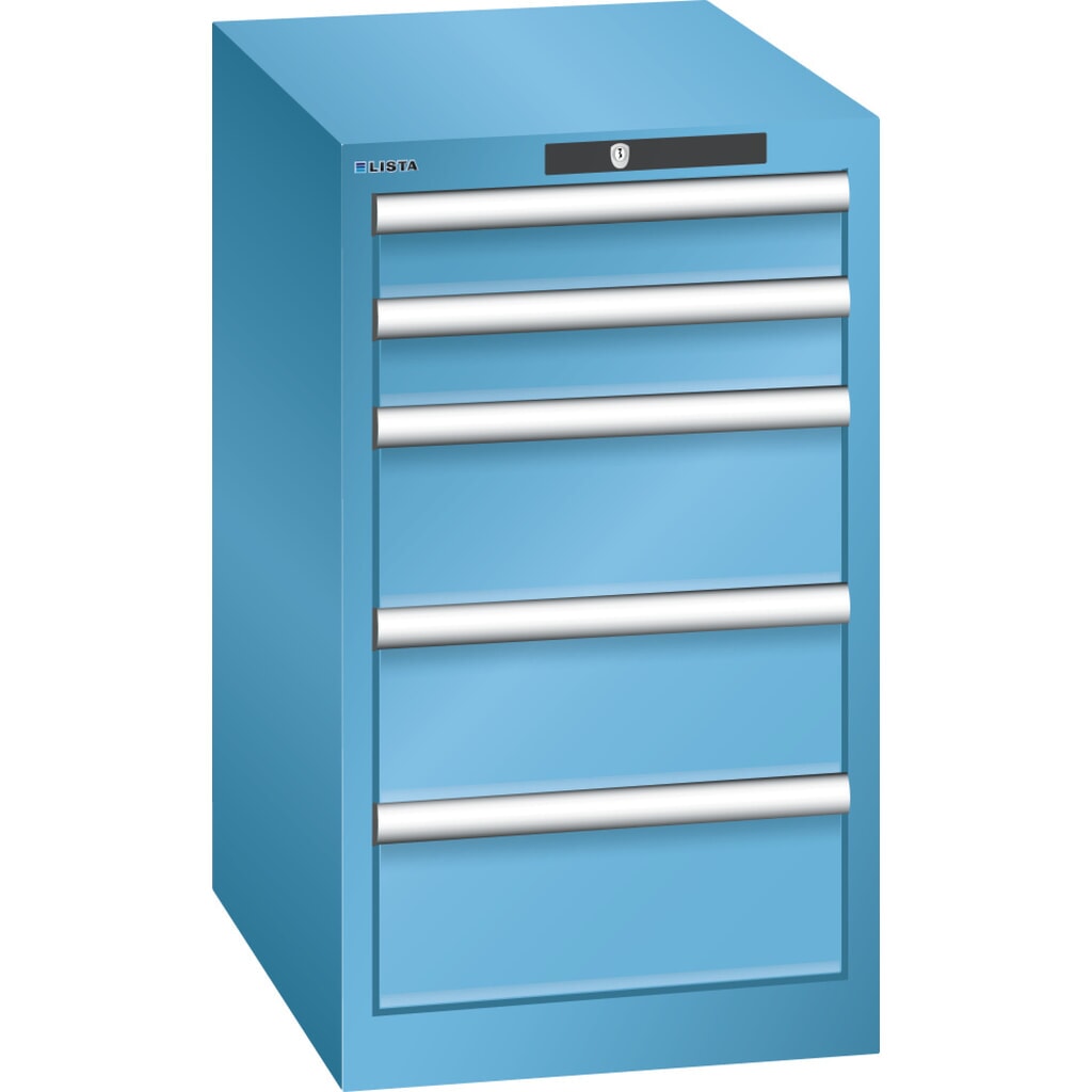 Armoire à tiroirs LISTA 18 x 27 E, (lxPxH) 411 x 572 x 700 mm en bleu clair