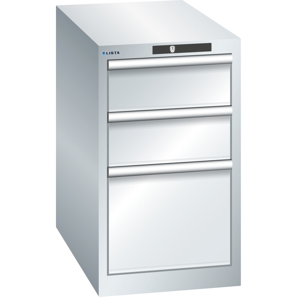 Armoire à tiroirs LISTA 18x36E, (lxPxH) 411x725x700 mm, 3 tiroirs, 2 x 150 / 1 x 300, gris clair, RFID Lock Illustration du produit: Armoire à tiroirs LISTA 18x36E, (lxPxH) 411x725x700 mm, 3 tiroirs, 2 x 150 / 1 x 300, gris clair, RFID Lock
