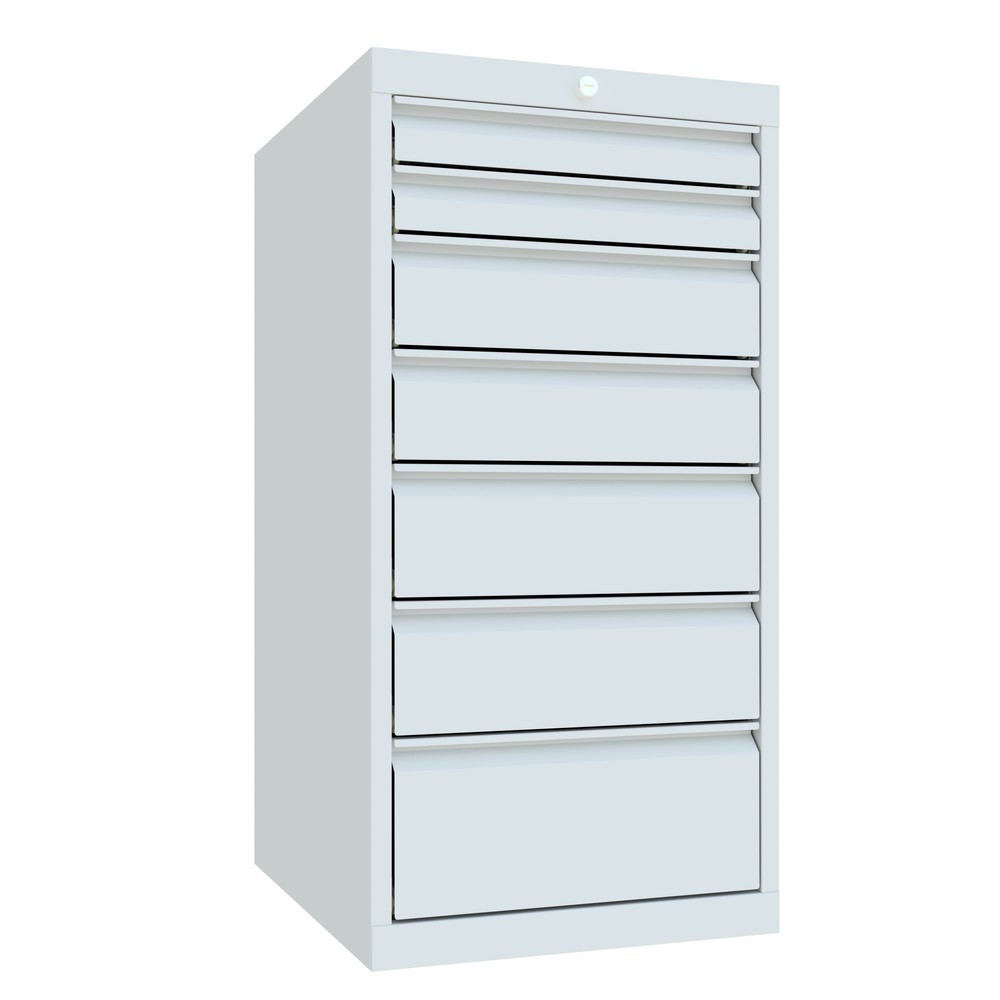 Numéro de l'image du produit 2: Armoire à tiroirs PAVOY, hauteur 1 000 mm, tiroirs 2 x 75 mm + 2 x 125 mm + 2 x 150 + 1 x 200 mm, largeur 500 mm, gris clair, gris clair