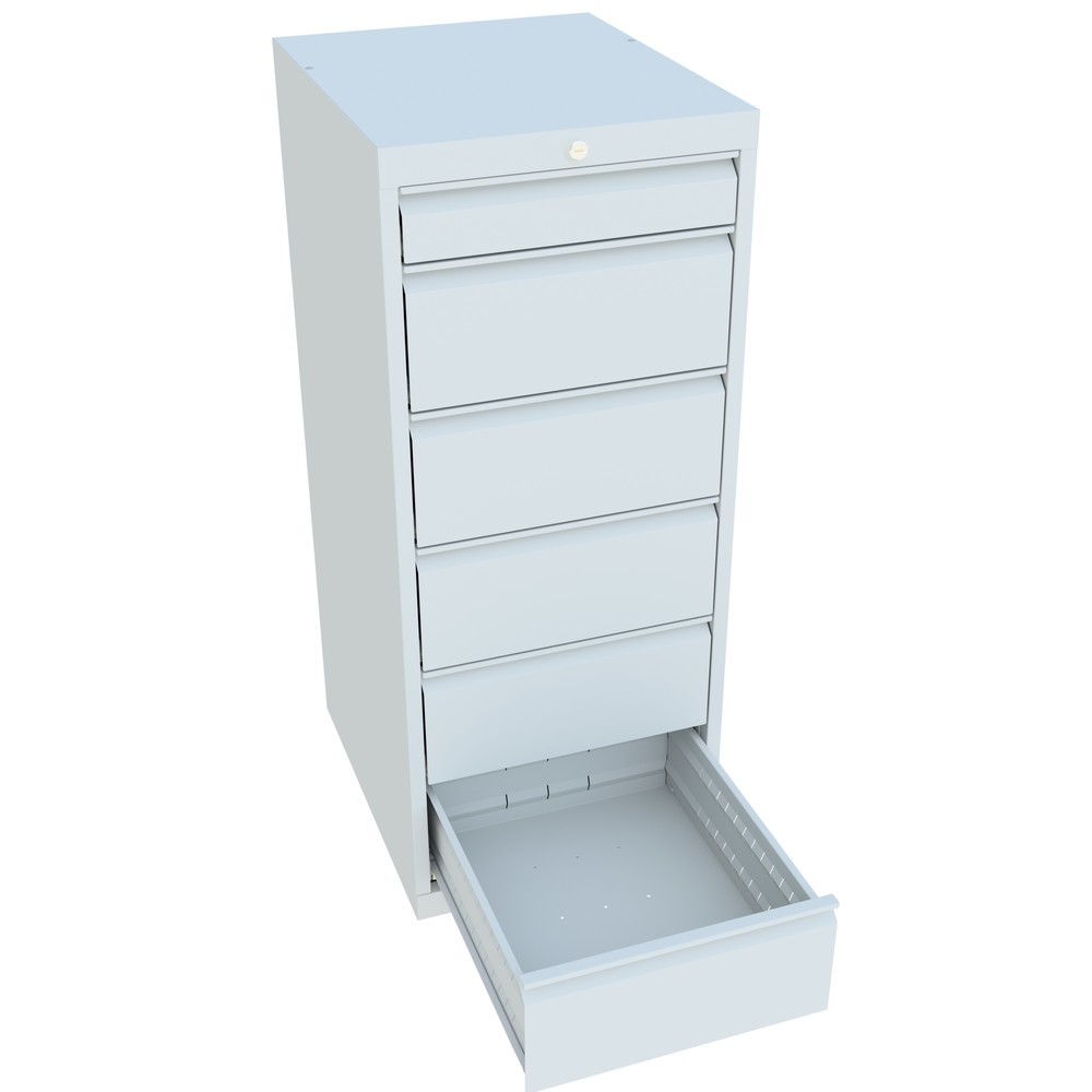 Numéro de l'image du produit 3: Armoire à tiroirs PAVOY, hauteur 1 200 mm, tiroirs 1 x 100 mm + 5 x 200 mm, largeur 500 mm, gris clair, gris clair