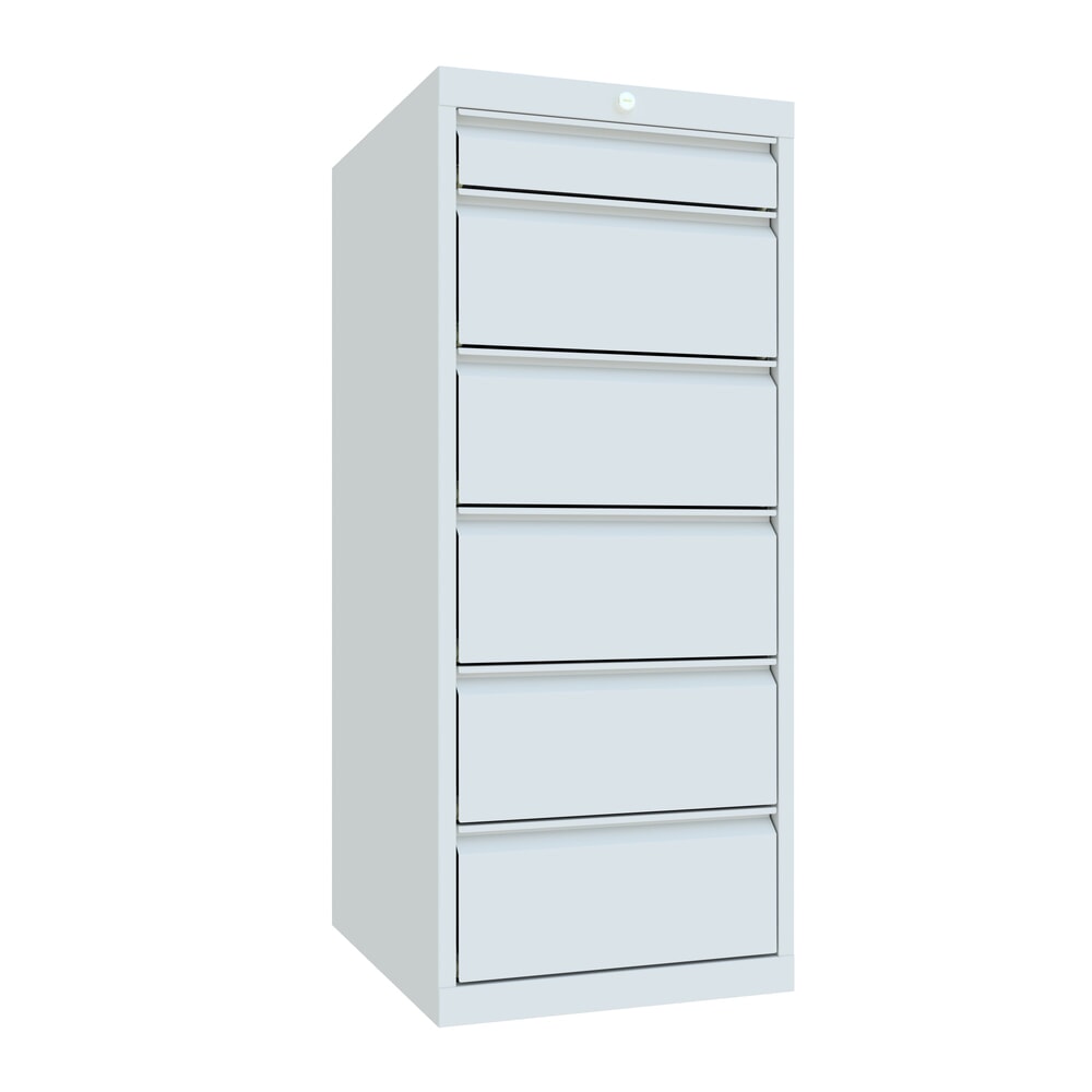 Numéro de l'image du produit 1: Armoire à tiroirs PAVOY, hauteur 1 200 mm, tiroirs 1 x 100 mm + 5 x 200 mm, largeur 500 mm, gris clair, gris clair