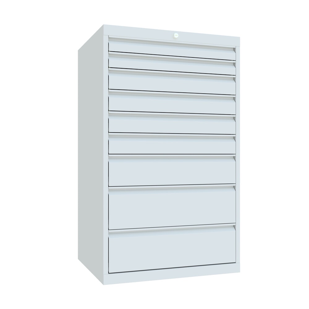 Numéro de l'image du produit 1: Armoire à tiroirs PAVOY, hauteur 1 200 mm, tiroirs 2 x 75 mm + 4 x 100 + 1 x 150 mm + 2 x 200 mm, largeur 715 mm, gris clair, gris clair