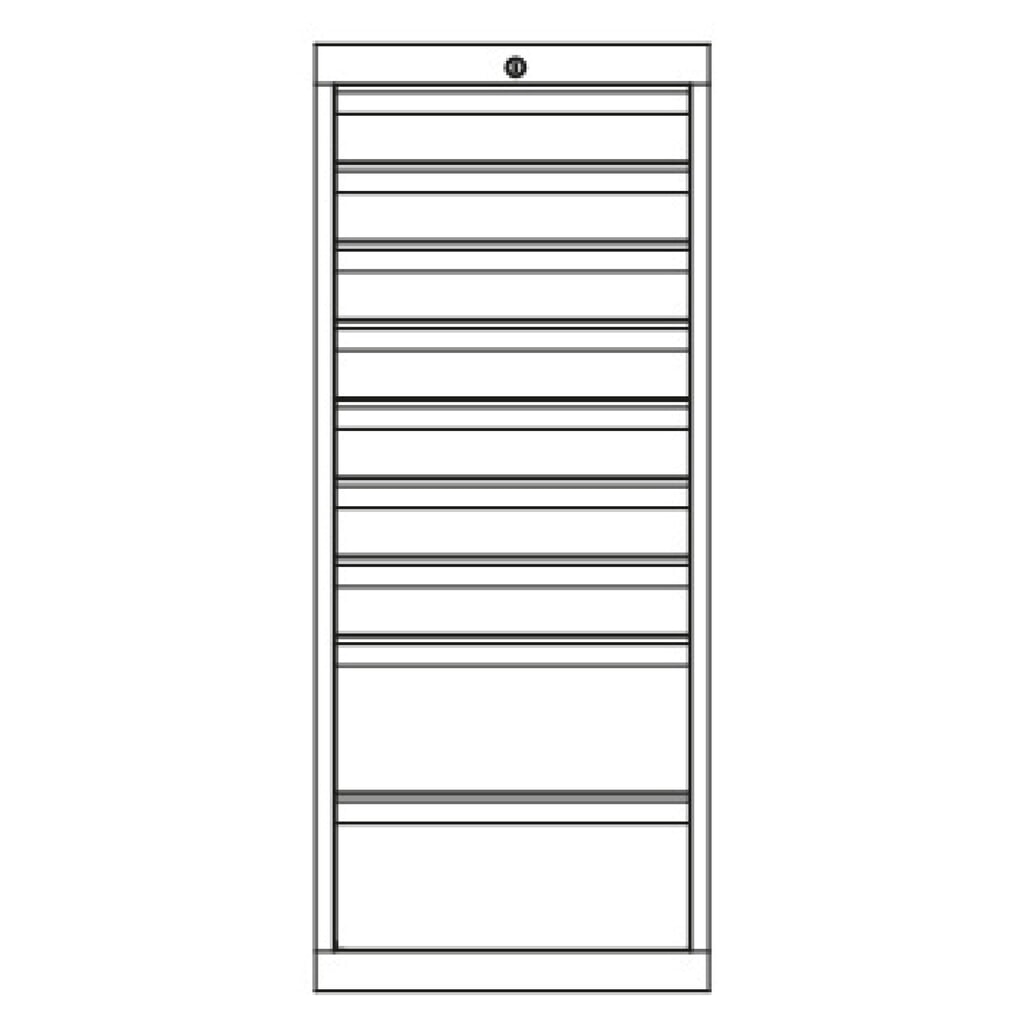 Armoire à tiroirs PAVOY, hauteur 1 200 mm, tiroirs 7 x 100 mm + 2 x 200 mm, largeur 500 mm, gris clair, bleu clair N° de l'image du produit 3 : Armoire à tiroirs PAVOY, hauteur 1 200 mm, tiroirs 7 x 100 mm + 2 x 200 mm, largeur 500 mm, gris clair, bleu clair