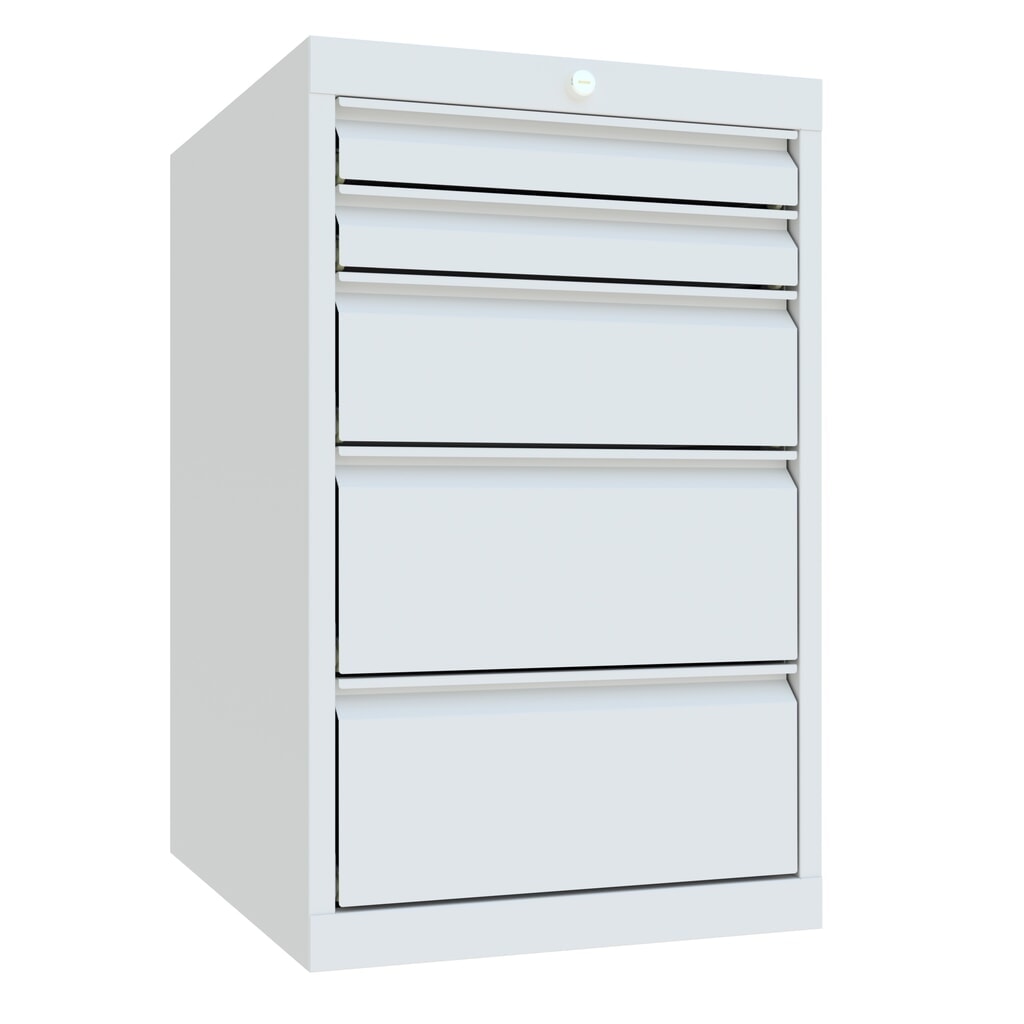 N° de l'image du produit 2 : Armoire à tiroirs PAVOY, hauteur 800 mm, tiroirs 2 x 75 mm + 1 x 150 mm + 2 x 200 mm, largeur 500 mm, gris clair, gris clair