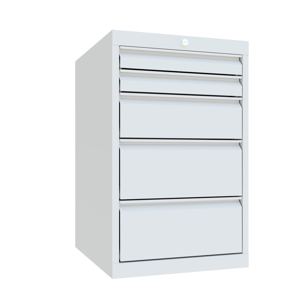 N° de l'image du produit 1 : Armoire à tiroirs PAVOY, hauteur 800 mm, tiroirs 2 x 75 mm + 1 x 150 mm + 2 x 200 mm, largeur 500 mm, gris clair, gris clair