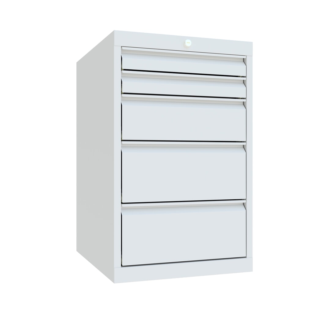 N° de l'image du produit 1 : Armoire à tiroirs PAVOY, hauteur 800 mm, tiroirs 2 x 75 mm + 1 x 150 mm + 2 x 200 mm, largeur 500 mm, gris clair, gris clair