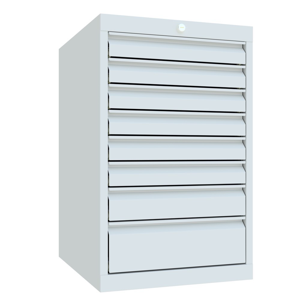 N° de l'image du produit 2 : Armoire à tiroirs PAVOY, hauteur 800 mm, tiroirs 6 x 75 mm + 1 x 100 mm + 1 x 150 mm, largeur 500 mm, gris clair, gris clair