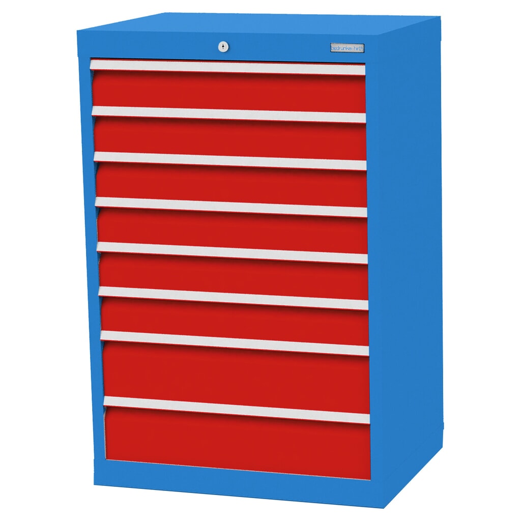 Armoire à tiroirs Profi, tiroirs de 6 x 100 + 2 x 150 mm, H x l x P 1 019 x 680 x 500 mm Bedrunka+Hirth