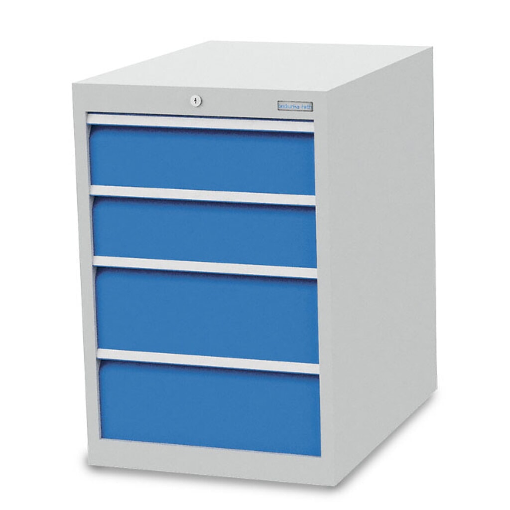 N° de l'image du produit 1 : Armoire à tiroirs R 18-24 Bedrunka+Hirth, H x l x P 819 x 555 x 736 mm, gris clair, bleu clair, 4 tiroirs 2 x 150 + 2 x 200 mm