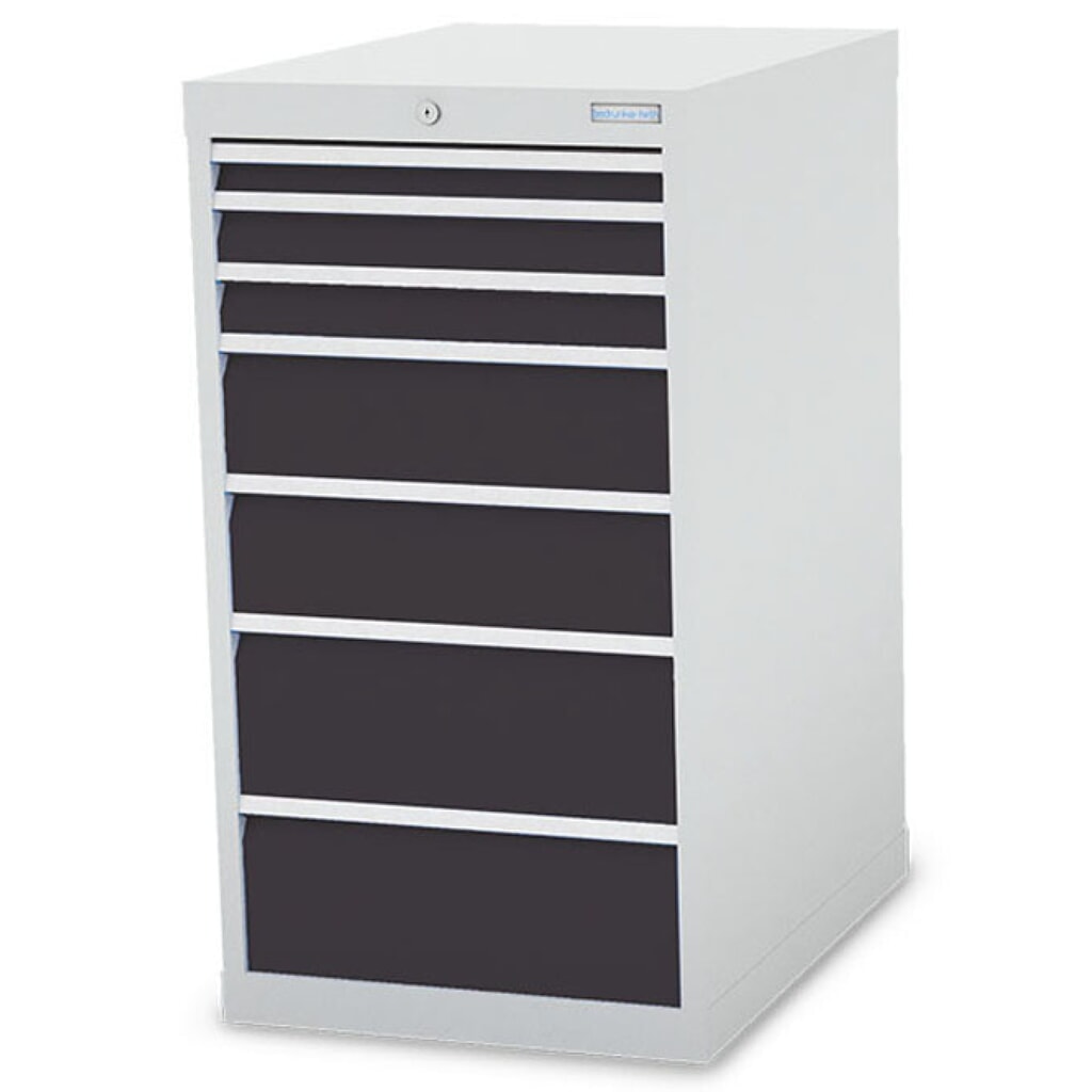 N° de l'image du produit 1 : Armoire à tiroirs R 18-24 Bedrunka+Hirth, H x l x P 1 019 x 555 x 736 mm, gris clair, gris anthracite, 7 tiroirs 1 x 50 + 2 x 75 + 2 x 150 + 2 x 200 mm