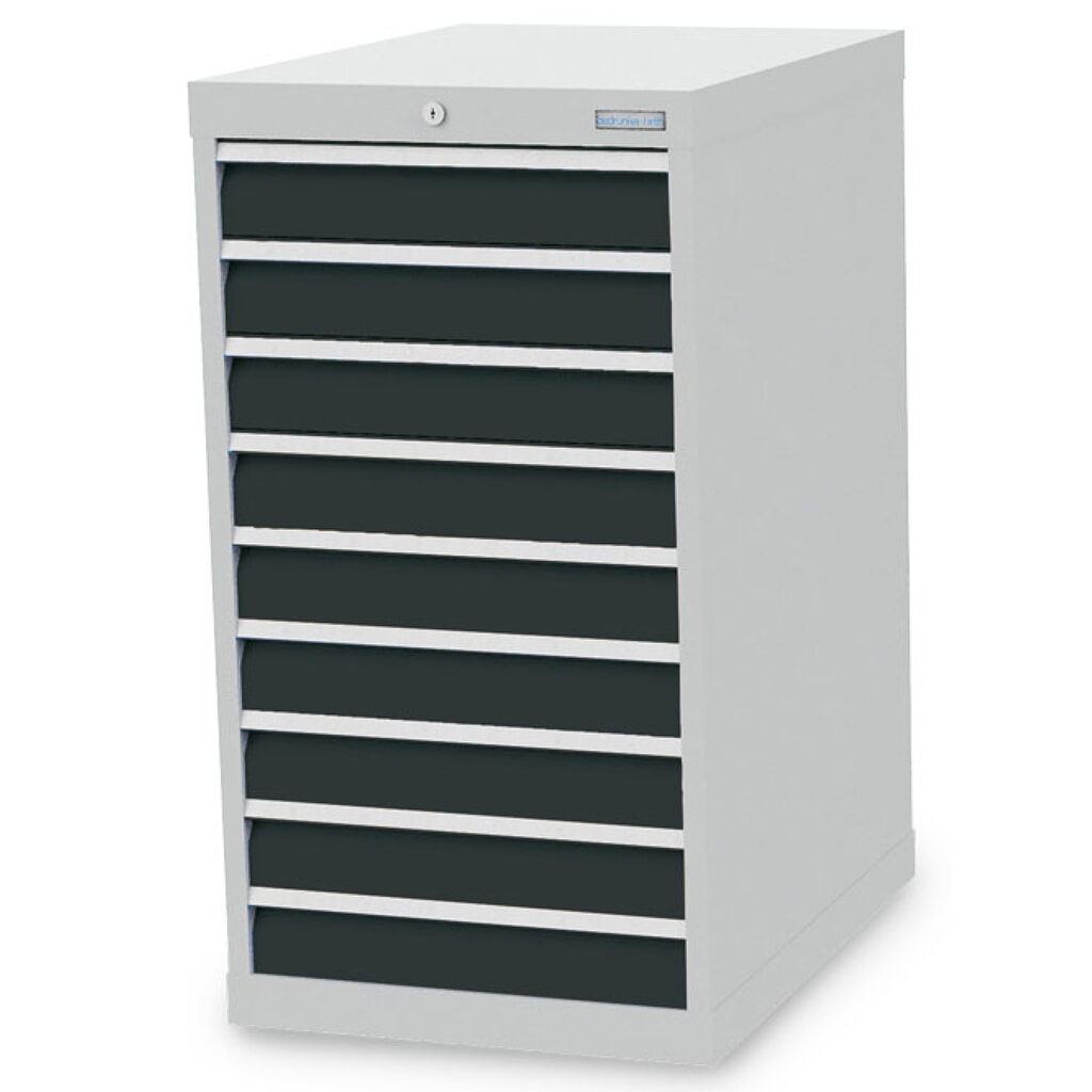 Illustration du produit: Armoire à tiroirs R 18-24 Bedrunka+Hirth, H x l x P 1 019 x 555 x 736 mm, gris clair, gris anthracite, 9 tiroirs 9 x 100 mm