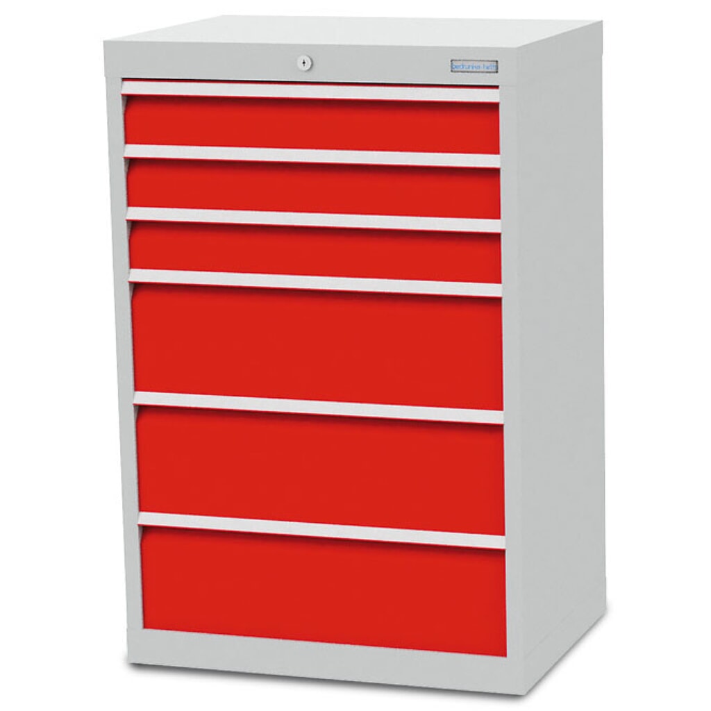N° de l'image du produit 1 : Armoire à tiroirs R 24-16 Bedrunka+Hirth, H x l x P 1 019 x 680 x 500 mm, gris clair, bleu clair, 6 tiroirs
