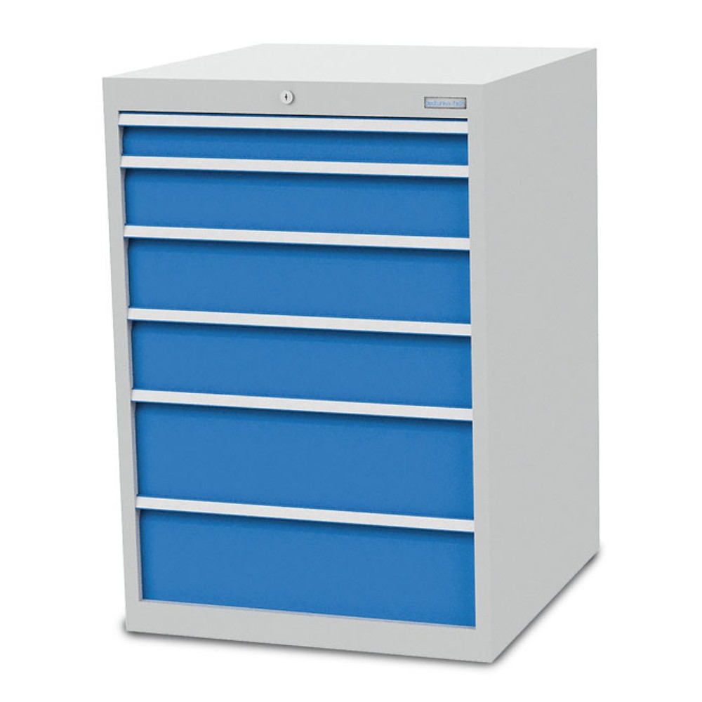 Numéro de l'image du produit 1: Armoire établi R 24-24 Bedrunka+Hirth, H x l x P 1 019 x 705 x 736 mm, gris clair, bleu clair, 6 tiroirs 1 x 75 + 1 x 125 + 2 x 150 + 2 x 200 mm