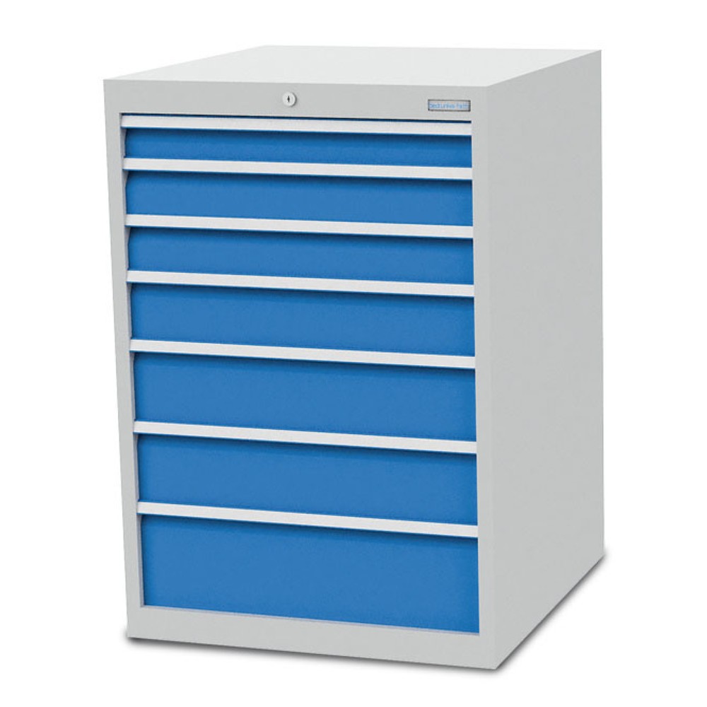 Numéro de l'image du produit 1: Armoire à tiroirs R 24-24 Bedrunka+Hirth, H x l x P 1 019 x 705 x 736 mm, gris clair, bleu clair, 7 tiroirs 1 x 75 + 2 x 100 + 1 x 125 + 2 x 150 + 1 x 200 mm