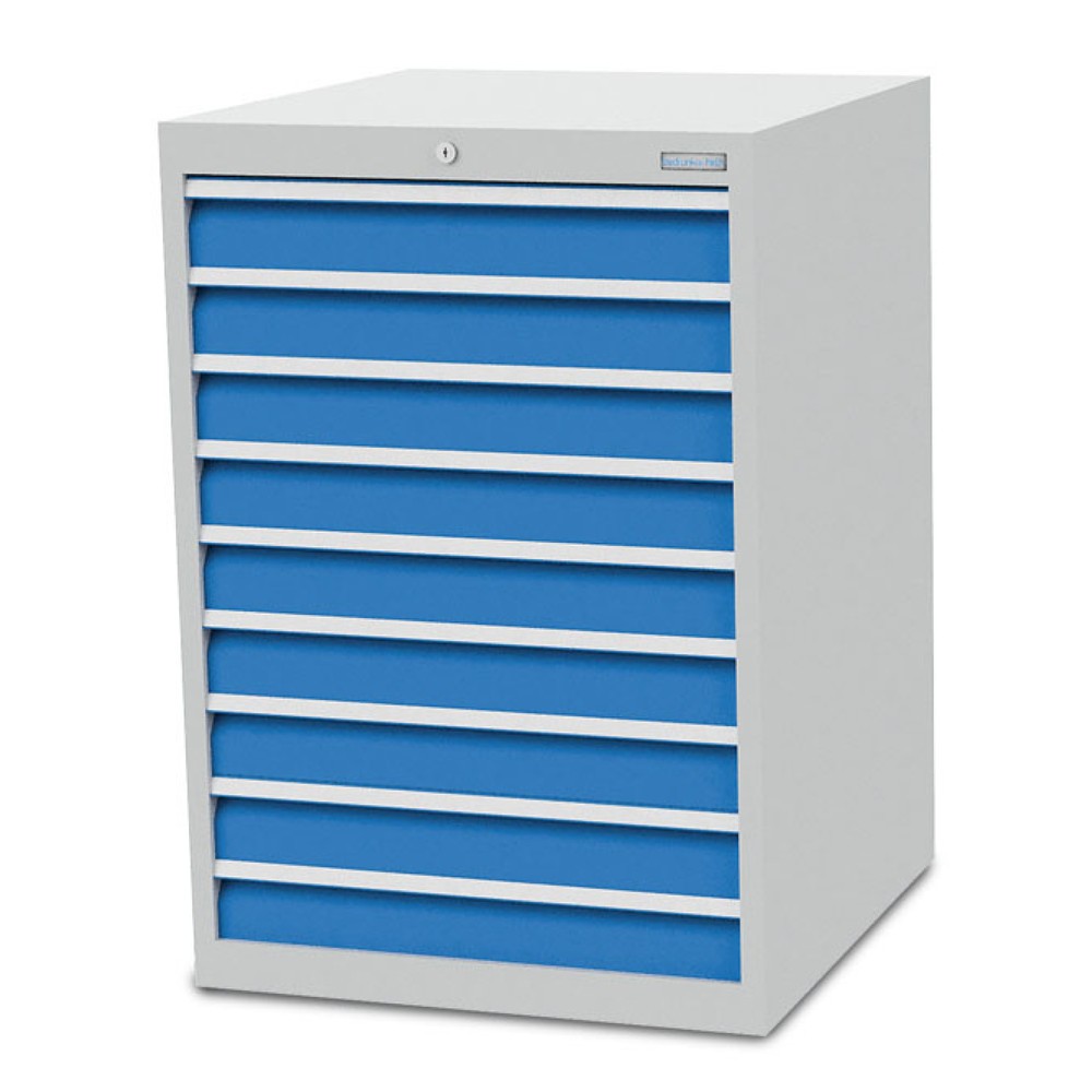 Numéro de l'image du produit 1: Armoire à tiroirs R 24-24 Bedrunka+Hirth, H x l x P 1 019 x 705 x 736 mm, gris clair, bleu clair, 9 tiroirs 9 x 100 mm