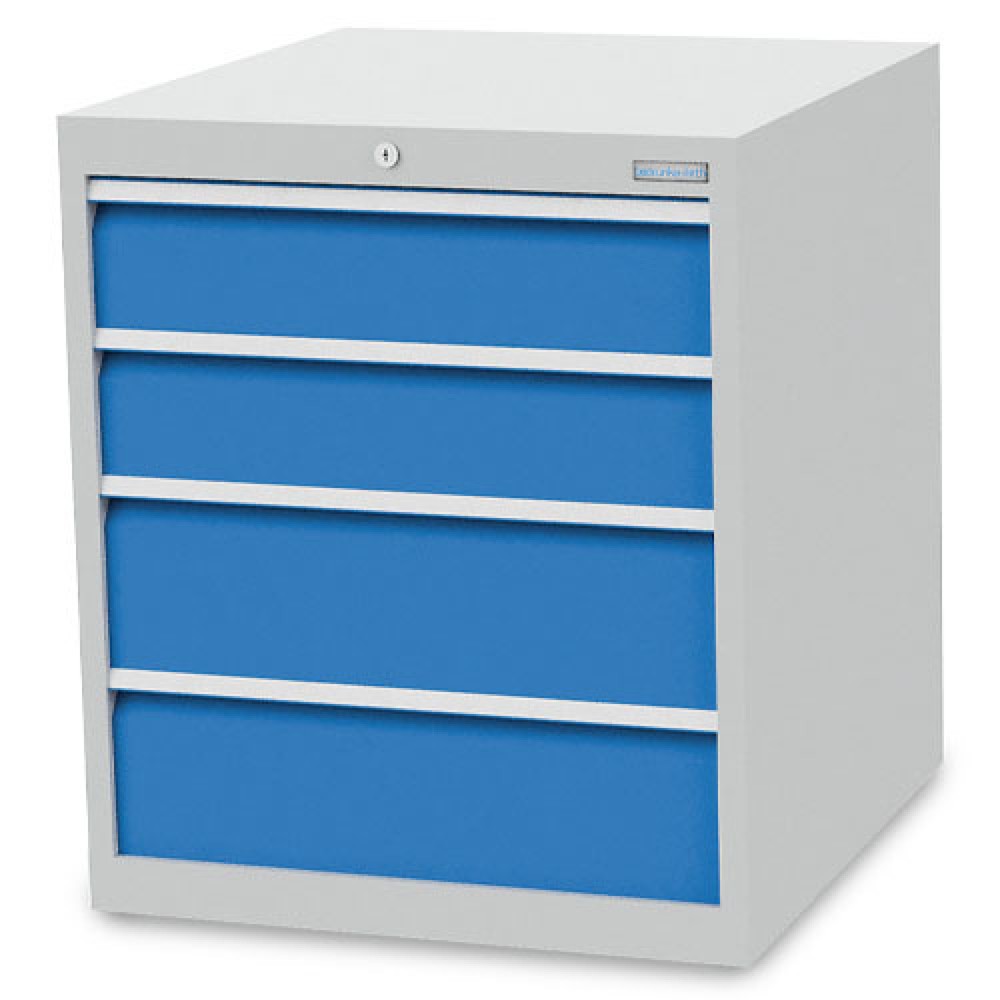 Numéro de l'image du produit 1: Armoire à tiroirs R 24-24 Bedrunka+Hirth, H x l x P 819 x 705 x 736 mm, gris clair, bleu clair, 4 tiroirs 2 x 150 + 2 x 200 mm