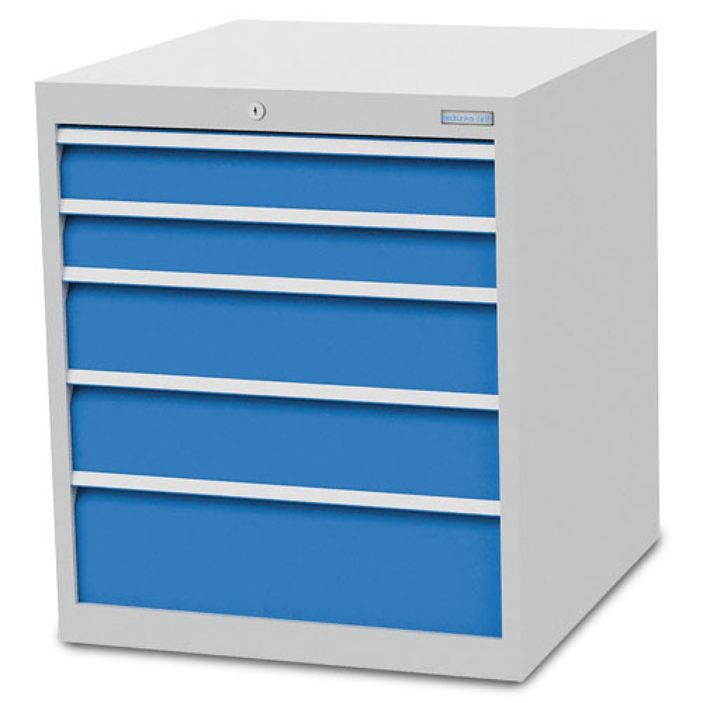 Numéro de l'image du produit 1: Armoire à tiroirs R 24-24 Bedrunka+Hirth, H x l x P 819 x 705 x 736 mm, gris clair, bleu clair, 5 tiroirs 2 x 100 + 2 x 150 + 1 x 200 mm