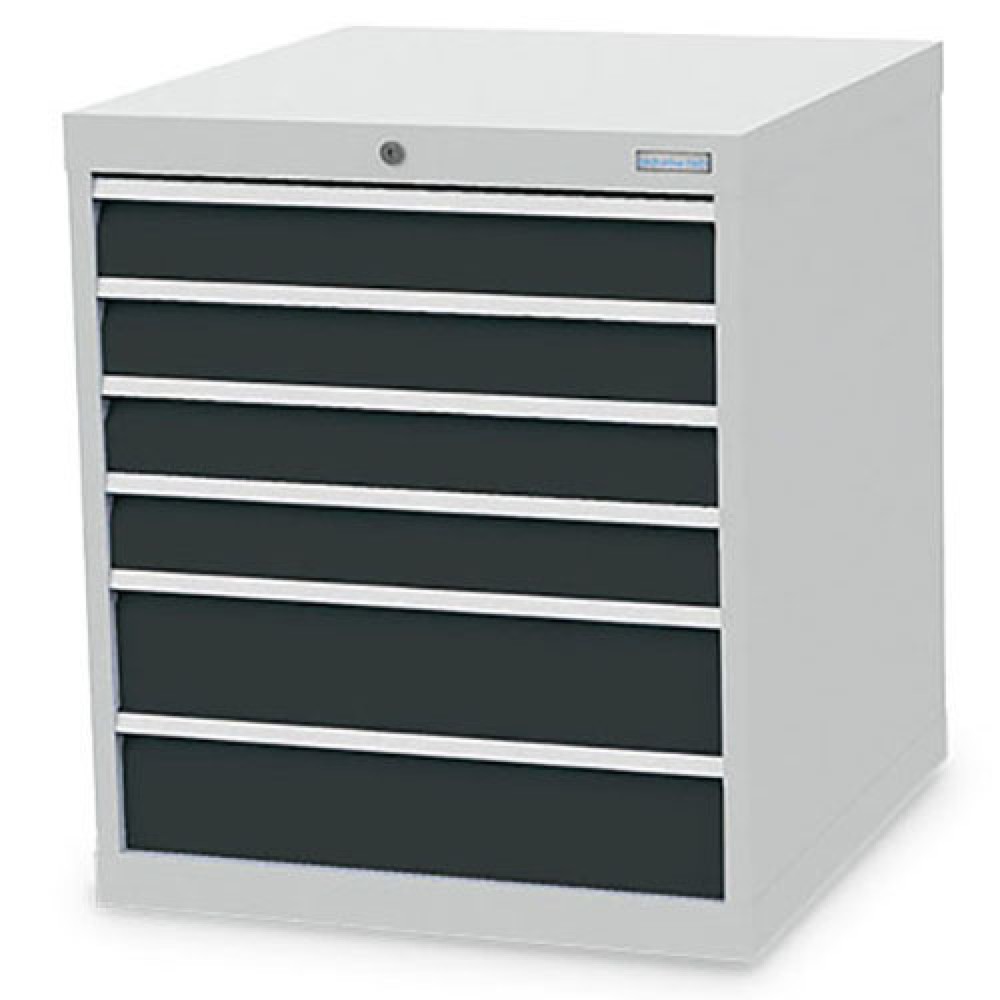 Numéro de l'image du produit 1: Armoire à tiroirs R 24-24 Bedrunka+Hirth, H x l x P 819 x 705 x 736 mm, gris clair, gris anthracite, 6 tiroirs 4 x 100 + 2 x 150 mm