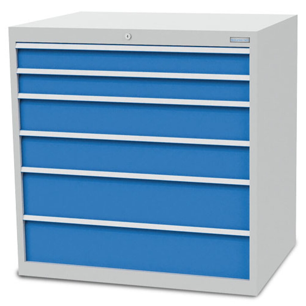 N° de l'image du produit 1 : Armoire à tiroirs R 36-24 Bedrunka+Hirth, H x l x P 1 019 x 1 005 x 736 mm, gris clair, bleu clair, 6 tiroirs 2 x 100 + 2 x 150 + 2 x 200 mm