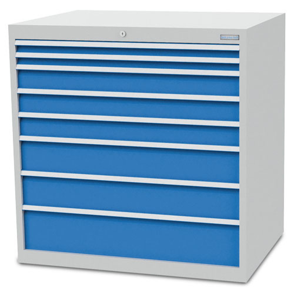 N° de l'image du produit 1 : Armoire à tiroirs R 36-24 Bedrunka+Hirth, H x l x P 1 019 x 1 005 x 736 mm, gris clair, bleu clair, 8 tiroirs 2 x 50 + 3 x 100 + 2 x 150 + 1 x 200 mm