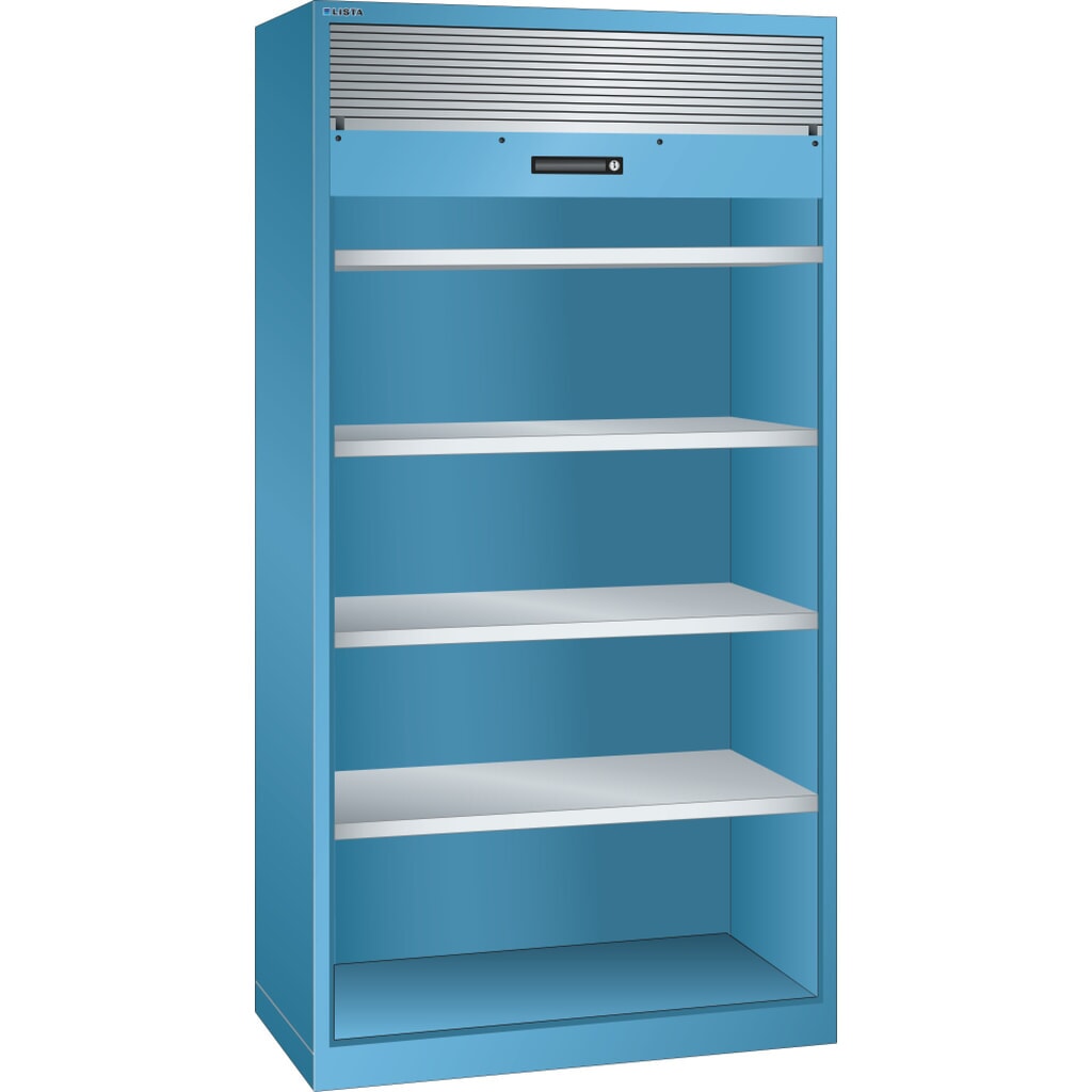 Armoire à volet LISTA, (lxPxH) 1 000x580x1 950 mm, 4 étagères réglables, bleu clair Illustration du produit: Armoire à volet LISTA, (lxPxH) 1 000x580x1 950 mm, 4 étagères réglables, bleu clair