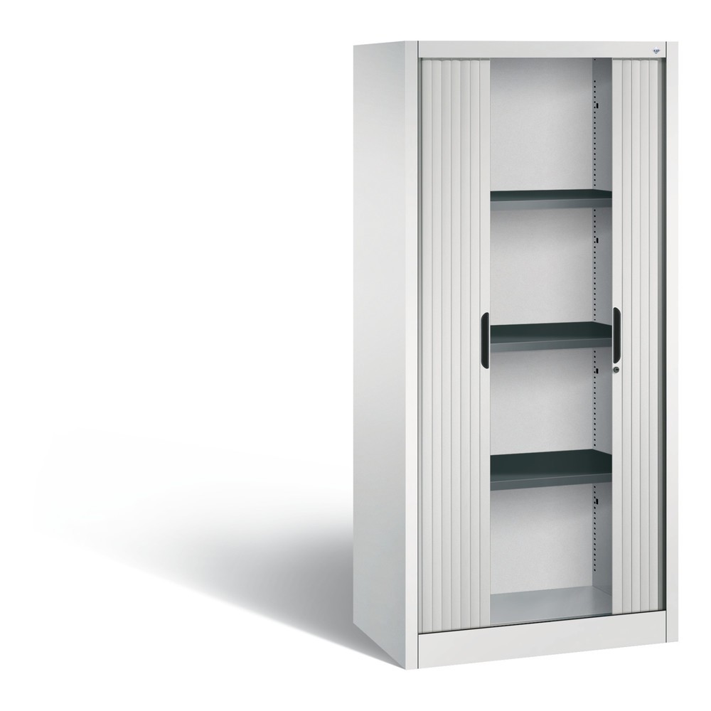 Numéro de l'image du produit 3: Armoire à volet roulant C+P, 4 hauteurs de classeur, largeur 800 mm, gris clair