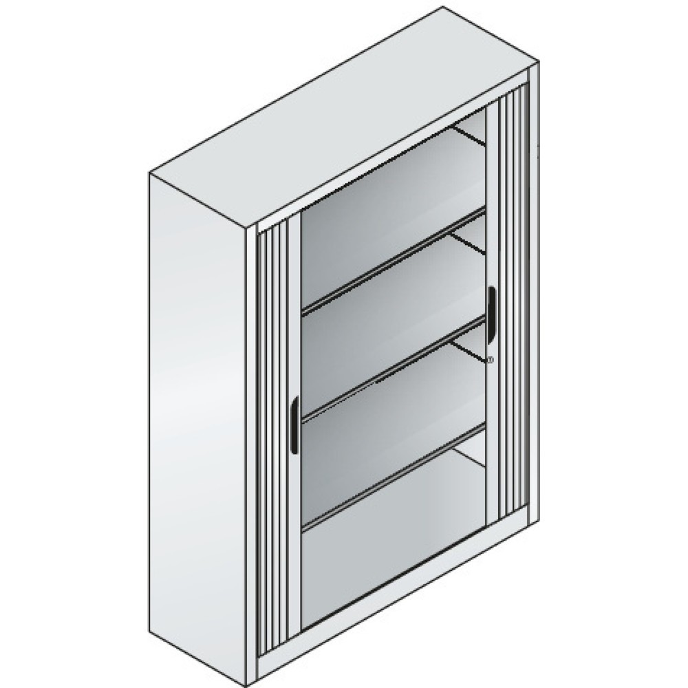 N° de l'image du produit 4 : Armoire à volet roulant C+P, 4 hauteurs de classeur, largeur 1 200 mm, gris clair