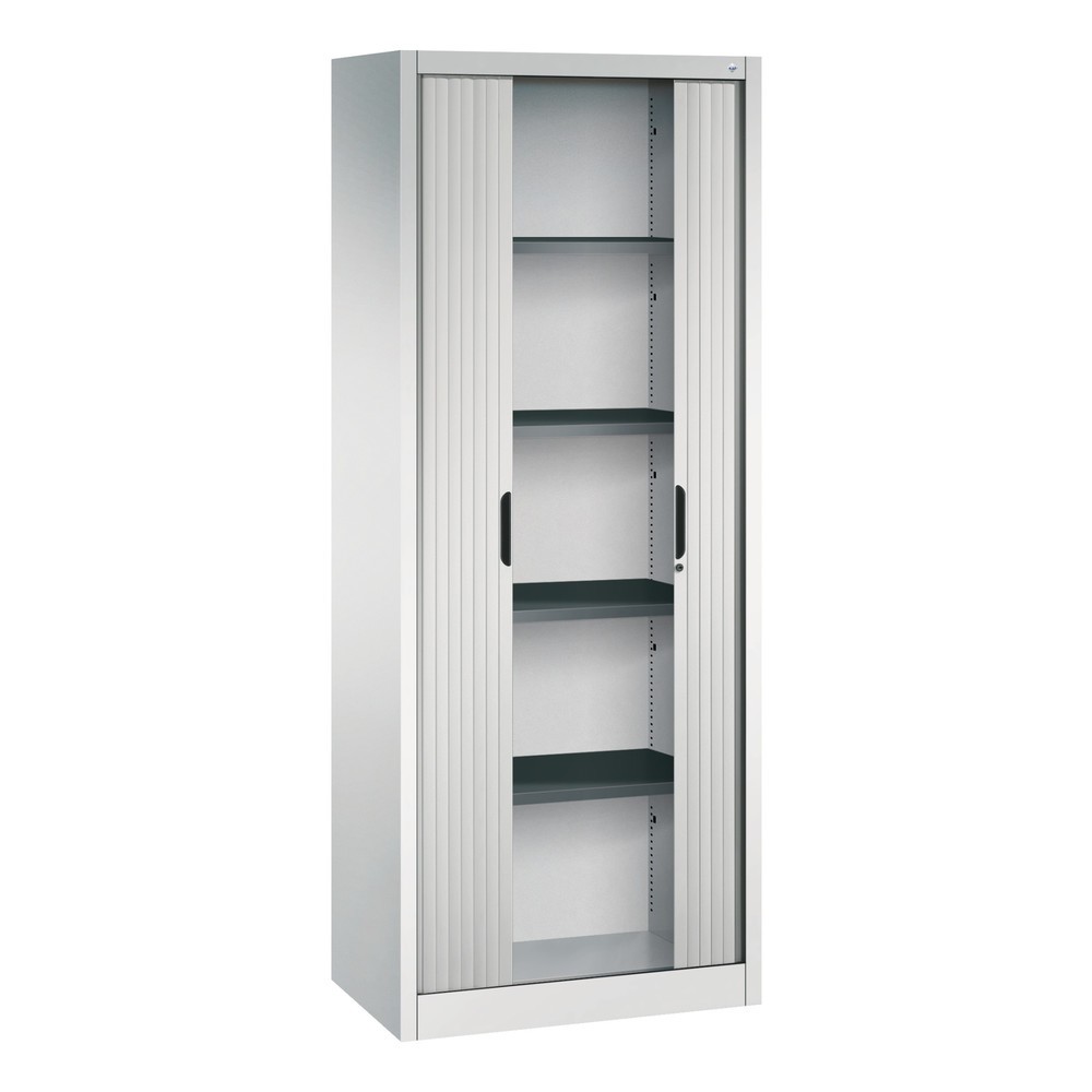 Numéro de l'image du produit 3: Armoire à volet roulant C+P, 5 hauteurs de classeur, largeur 800 mm, gris clair