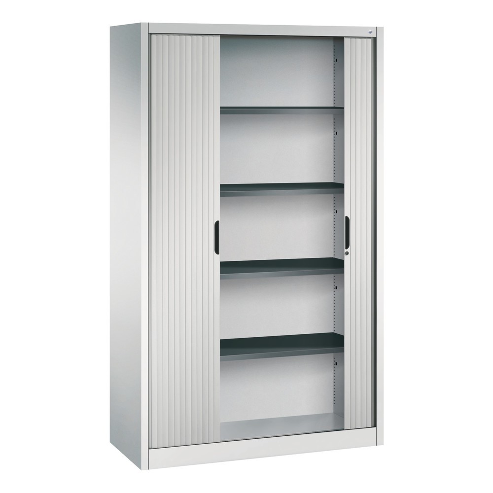 Numéro de l'image du produit 3: Armoire à volet roulant C+P, 5 hauteurs de classeur, largeur 1 200 mm, gris clair