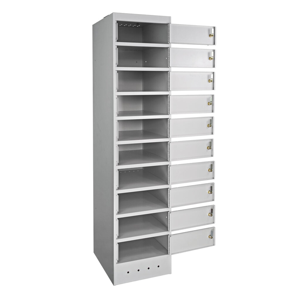 Meuble coffre-fort pour ordinateurs portables, HxlxP 1.800 x 400 x 500 mm, 10 compartiments, alimentation électrique y compris N° de l'image du produit 2 : Meuble coffre-fort pour ordinateurs portables, HxlxP 1.800 x 400 x 500 mm, 10 compartiments, alimentation électrique y compris