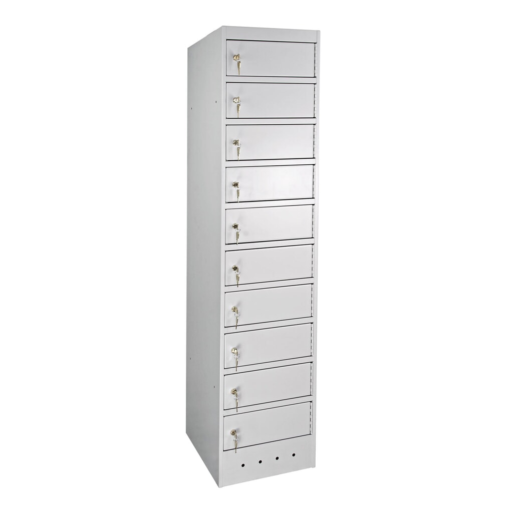 Illustration du produit: Meuble coffre-fort pour ordinateurs portables, HxlxP 1.800 x 400 x 500 mm, 10 compartiments, alimentation électrique y compris