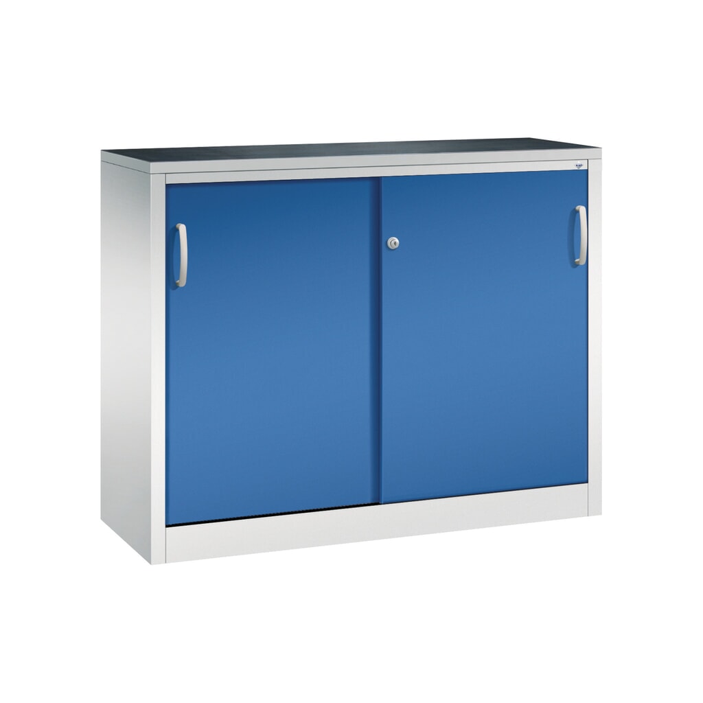 Illustration du produit: Armoire d’appoint d’atelier C+P avec 1 tablette, H x l x P 1 000 x 1 200 x 400 mm, gris clair, bleu gentiane