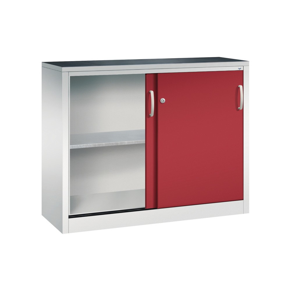 Numéro de l'image du produit 4: Armoire d’appoint d’atelier C+P avec 1 tablette, H x l x P 1 000 x 1 200 x 400 mm, gris clair, rouge rubis