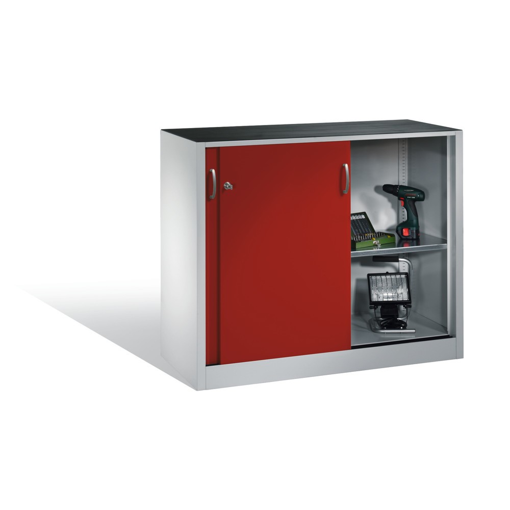 Numéro de l'image du produit 5: Armoire d’appoint d’atelier C+P avec 1 tablette, H x l x P 1 000 x 1 200 x 400 mm, gris clair, rouge rubis