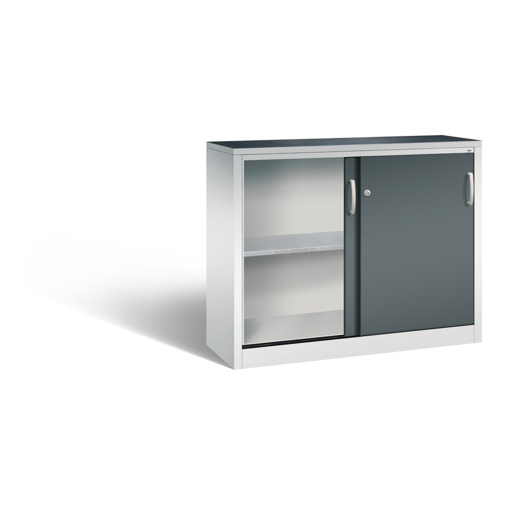 Numéro de l'image du produit 4: Armoire d’appoint d’atelier C+P avec 1 tablette, H x l x P 1 000 x 1 200 x 400 mm, gris clair, gris anthracite