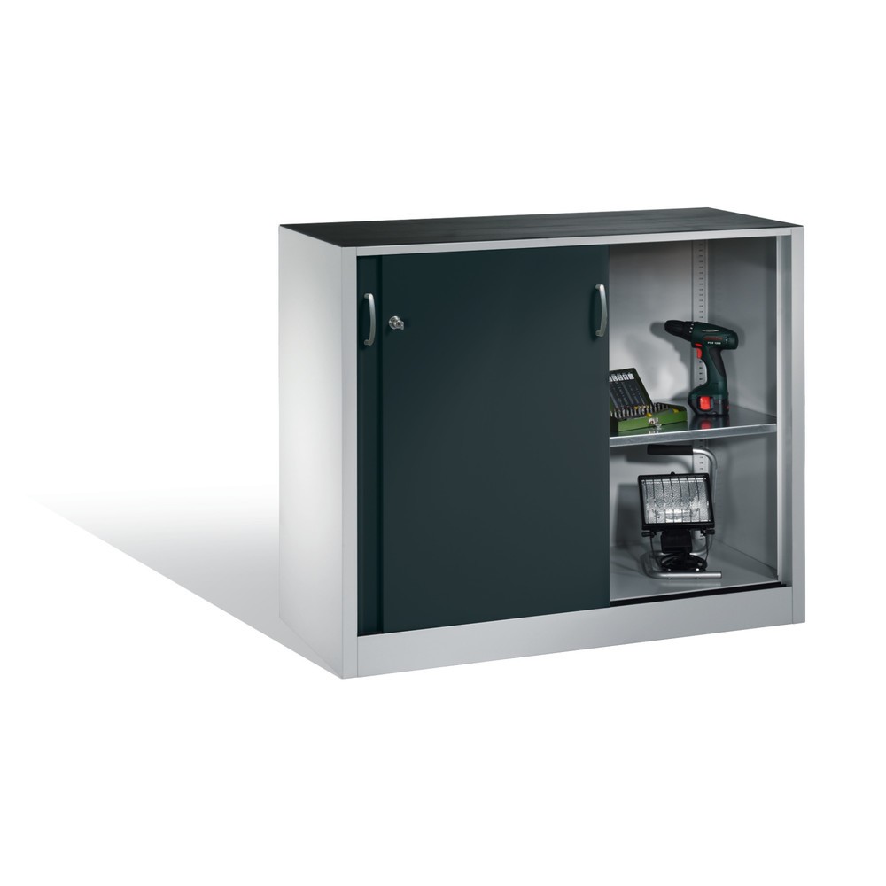 Numéro de l'image du produit 5: Armoire d’appoint d’atelier C+P avec 1 tablette, H x l x P 1 000 x 1 200 x 400 mm, gris clair, gris anthracite