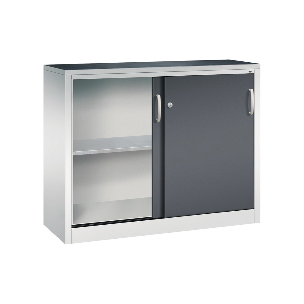 Numéro de l'image du produit 4: Armoire d’appoint d’atelier C+P avec 1 tablette, H x l x P 1 000 x 1 200 x 400 mm, gris clair, gris noir