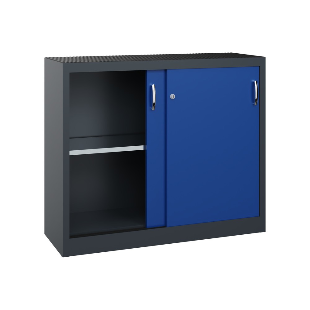 Numéro de l'image du produit 4: Armoire d’appoint d’atelier C+P avec 1 tablette, H x l x P 1 000 x 1 200 x 400 mm, gris anthracite, bleu gentiane