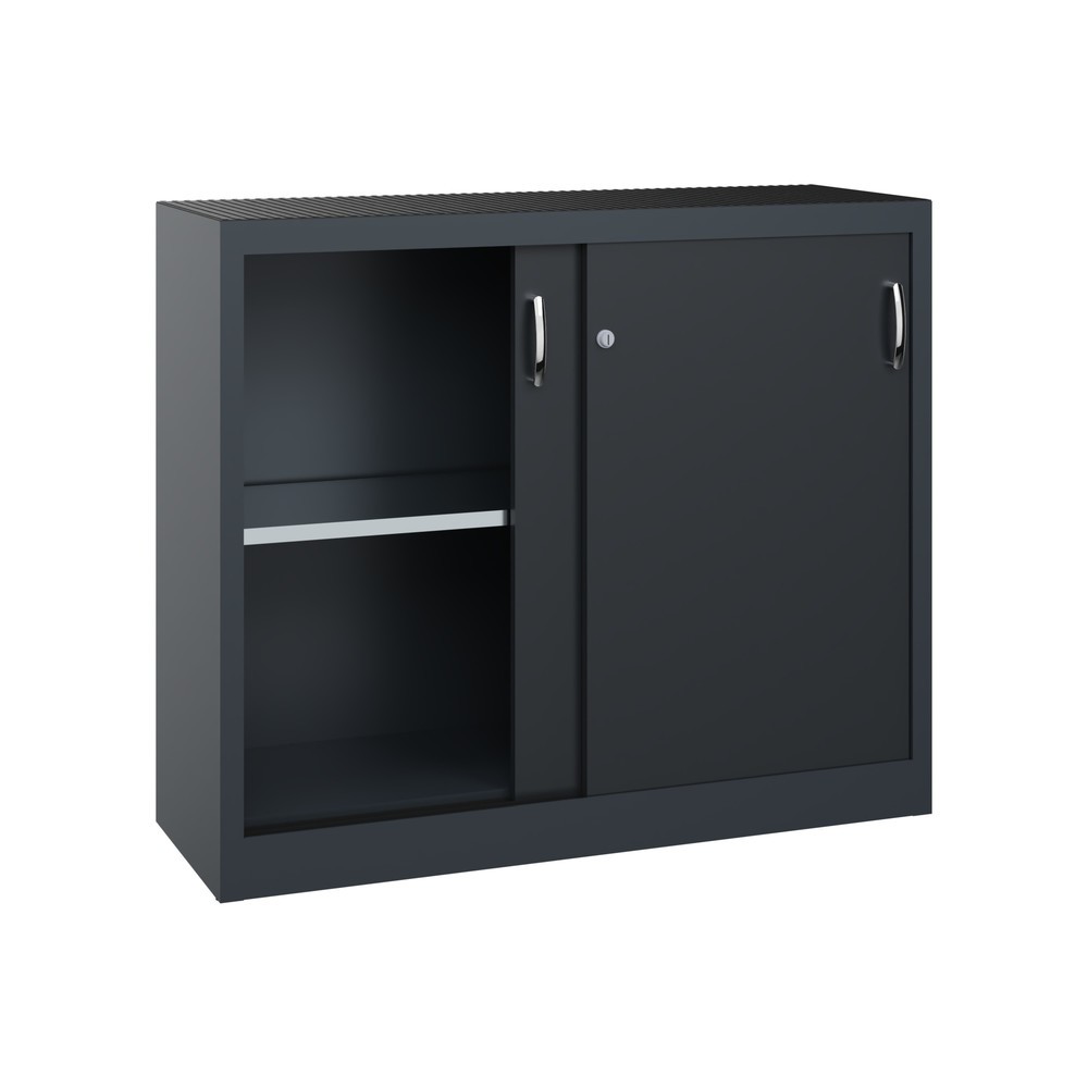N° de l'image du produit 4 : Armoire d’appoint d’atelier C+P avec 1 tablette, H x l x P 1 000 x 1 200 x 400 mm, gris anthracite, gris noir