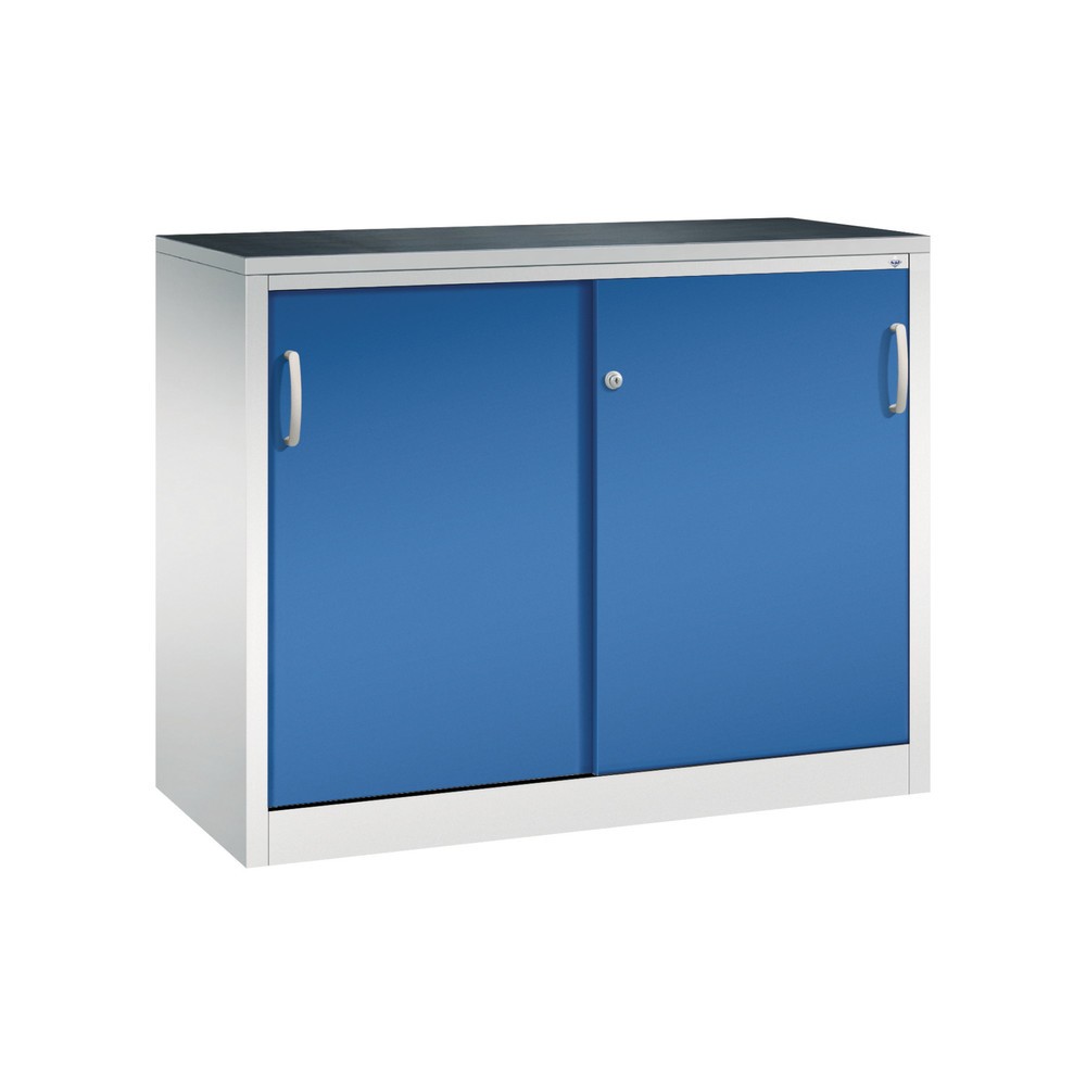 Numéro de l'image du produit 1: Armoire d’appoint d’atelier C+P avec 1 tablette, H x l x P 1 000 x 1 200 x 500 mm, gris clair, bleu gentiane