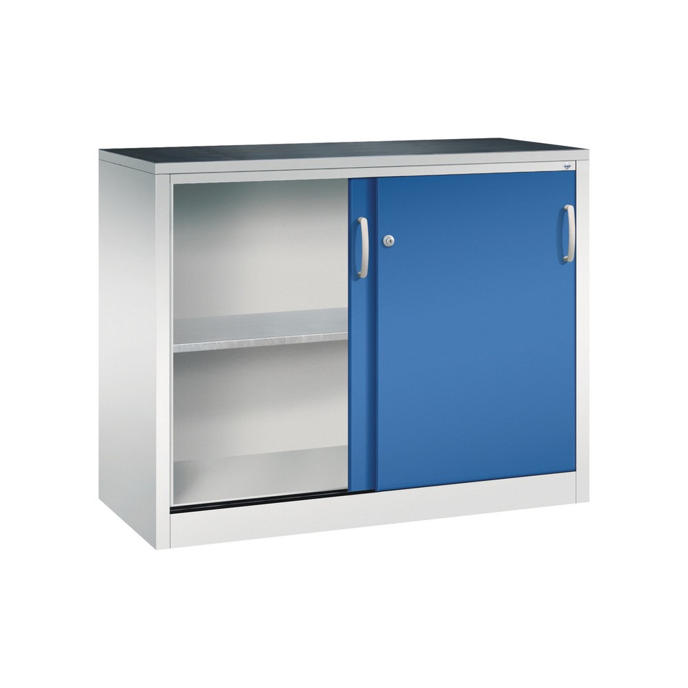 Numéro de l'image du produit 4: Armoire d’appoint d’atelier C+P avec 1 tablette, H x l x P 1 000 x 1 200 x 500 mm, gris clair, bleu gentiane