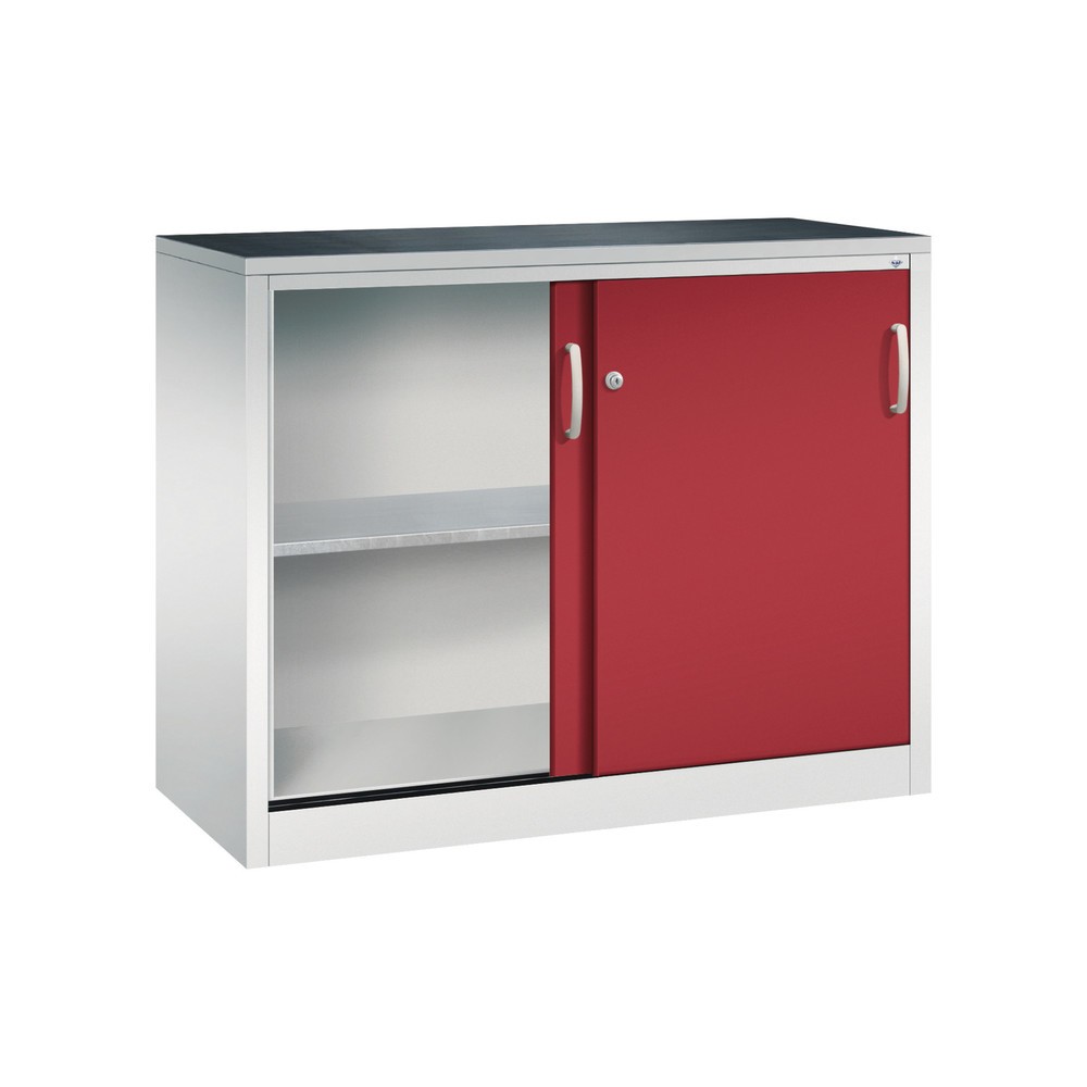 Numéro de l'image du produit 4: Armoire d’appoint d’atelier C+P avec 1 tablette, H x l x P 1 000 x 1 200 x 500 mm, gris clair, rouge rubis