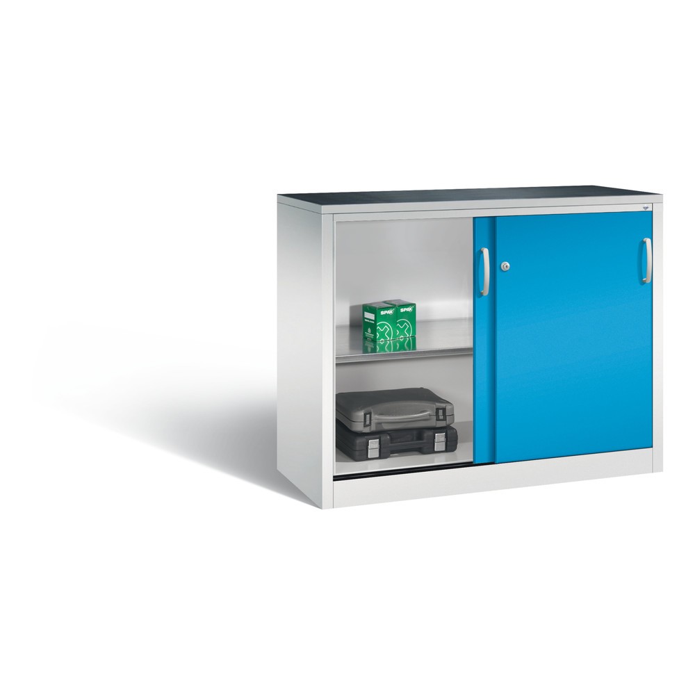 Numéro de l'image du produit 5: Armoire d’appoint d’atelier C+P avec 1 tablette, H x l x P 1 000 x 1 200 x 500 mm, gris clair, bleu clair
