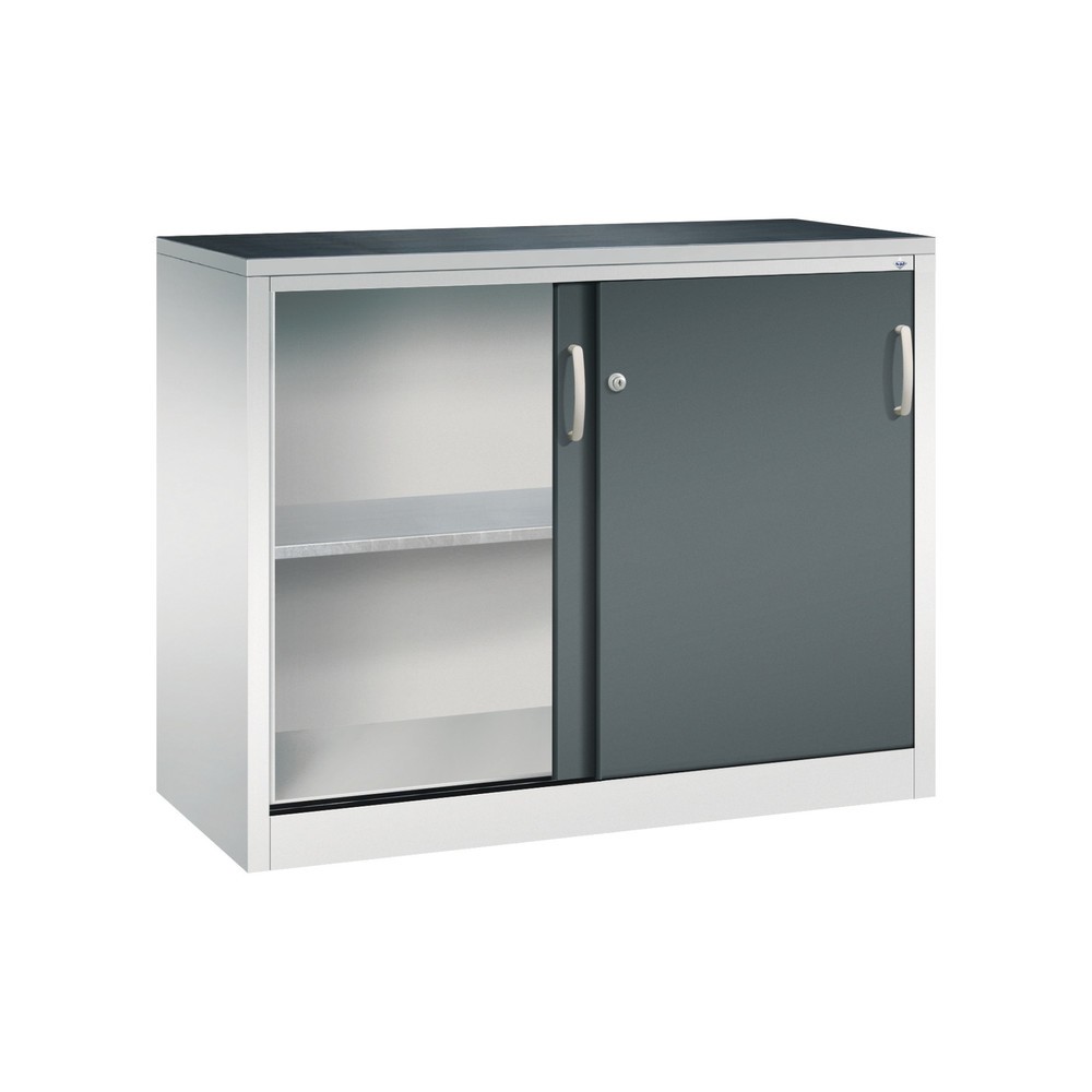 Numéro de l'image du produit 4: Armoire d’appoint d’atelier C+P avec 1 tablette, H x l x P 1 000 x 1 200 x 500 mm, gris clair, gris anthracite
