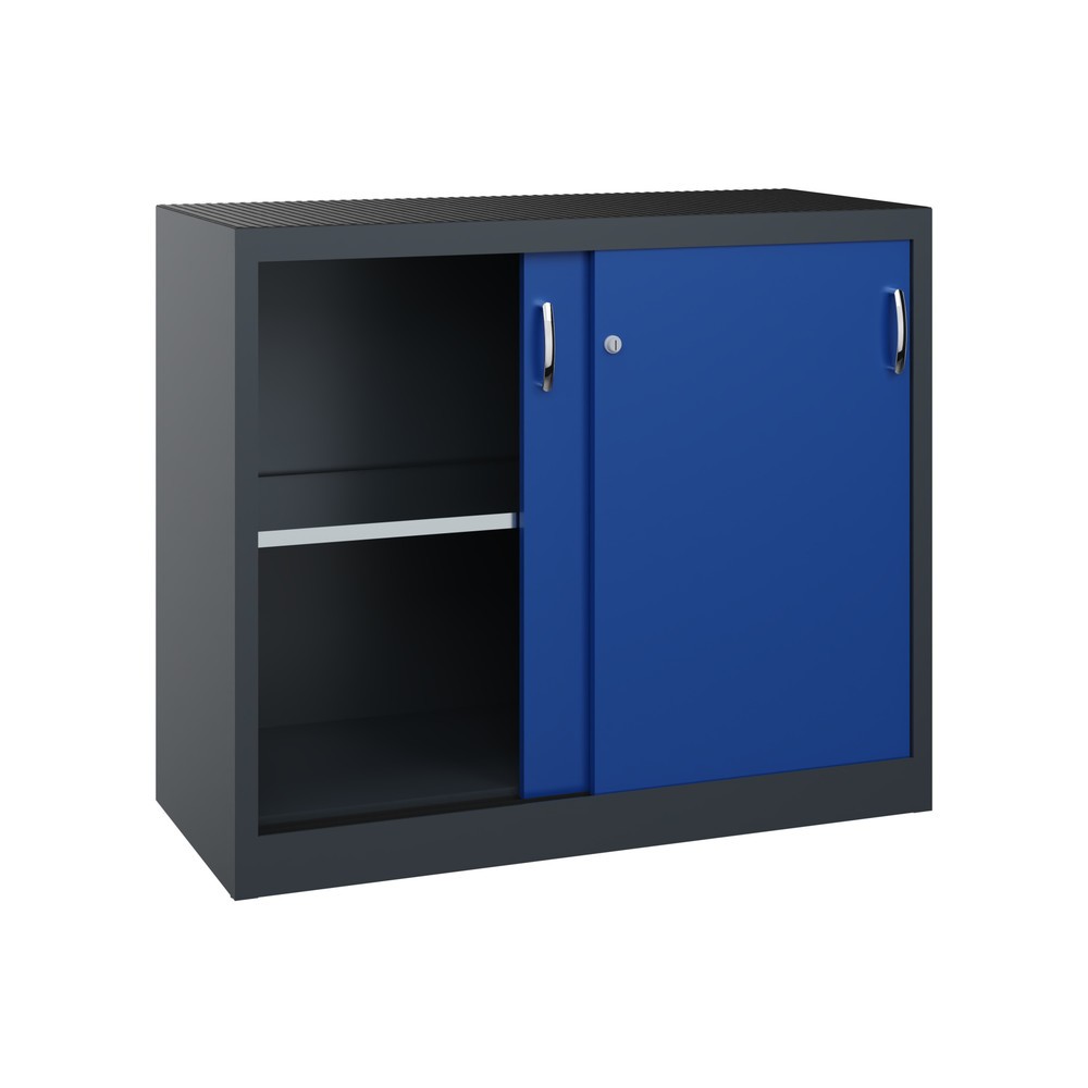 Numéro de l'image du produit 4: Armoire d’appoint d’atelier C+P avec 1 tablette, H x l x P 1 000 x 1 200 x 500 mm, gris anthracite, bleu gentiane