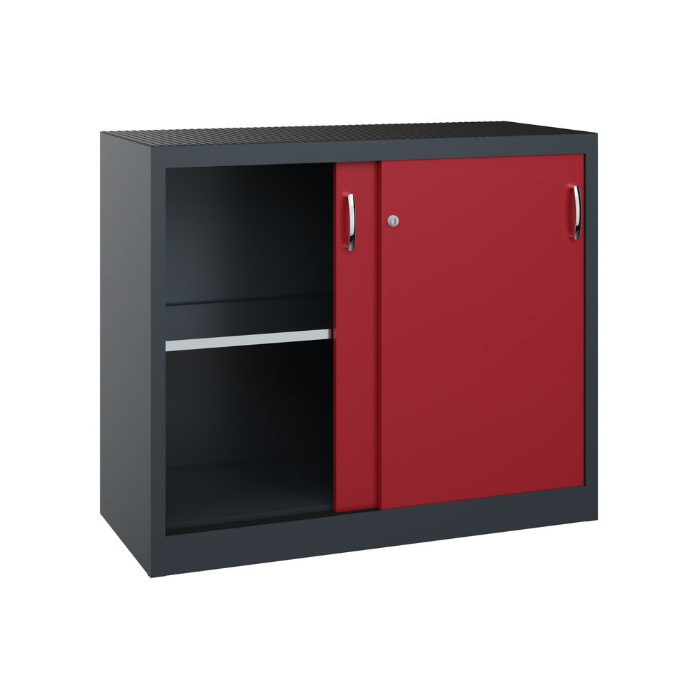 Numéro de l'image du produit 4: Armoire d’appoint d’atelier C+P avec 1 tablette, H x l x P 1 000 x 1 200 x 500 mm, gris anthracite, rouge rubis